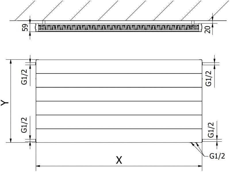 Mexen CVL11 Line panelradiator 900 x 1000 hvid 1091 W