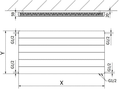 Mexen CVL11 Line panelradiator 900 x 1000 hvid 1091 W
