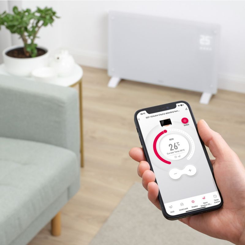 Glaskonvektor SCF 4240WH Wi-Fi 2000W Hvid