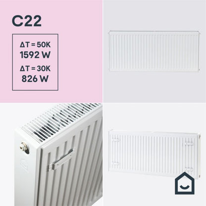 Stålradiator C22 55x100 cm Hvid