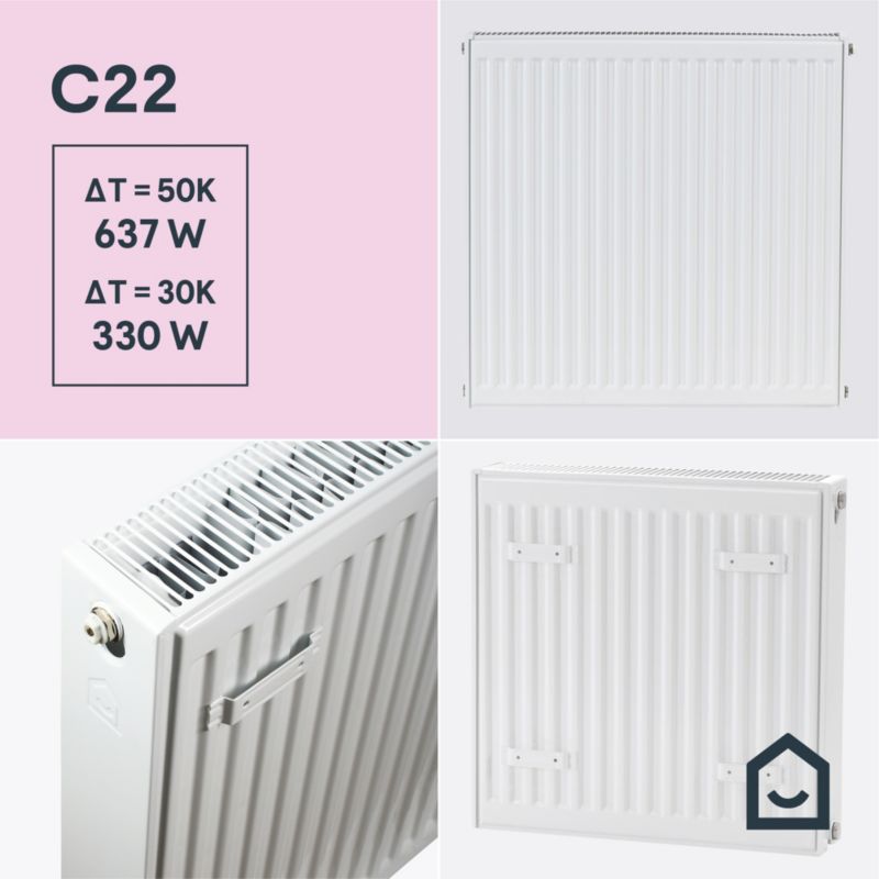 Stålradiator C22 55x40 cm Hvid