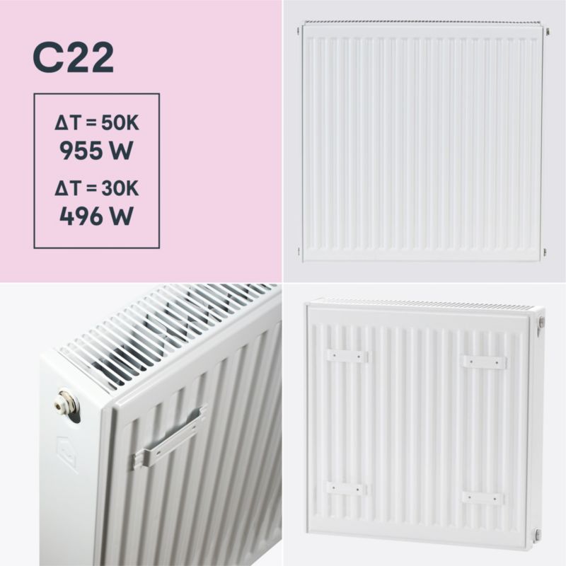 Stålradiator C22 55x60 cm Hvid