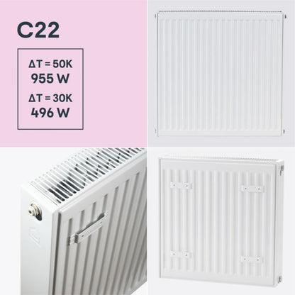 Stålradiator C22 55x60 cm Hvid