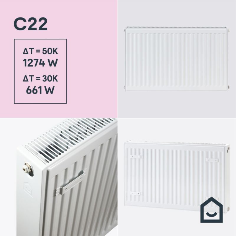 Stålradiator C22 55x80 cm Hvid