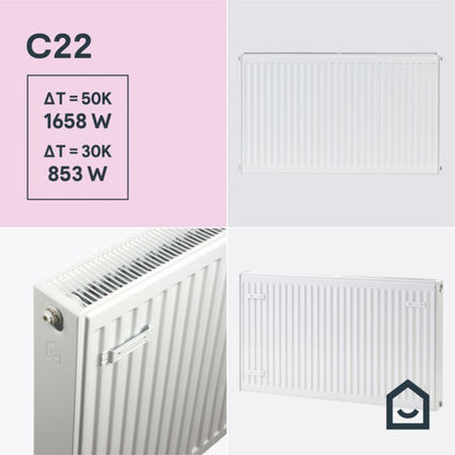 Stålradiator C22 60x100 cm Hvid