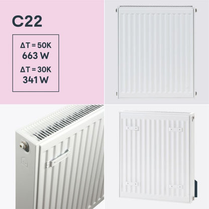 Stålradiator C22 60x40 cm Hvid