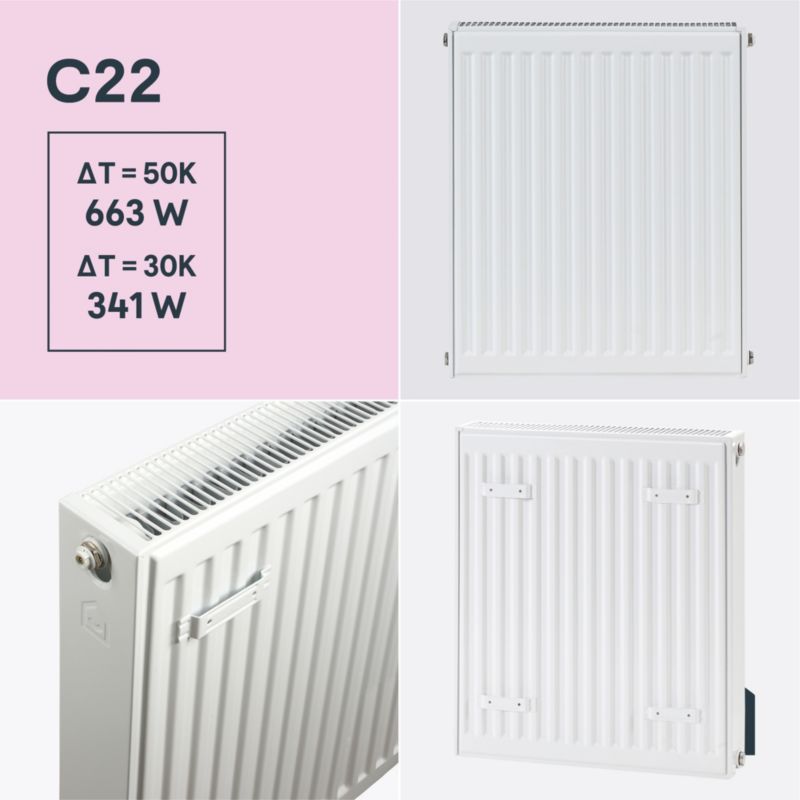 Stålradiator C22 60x40 cm Hvid