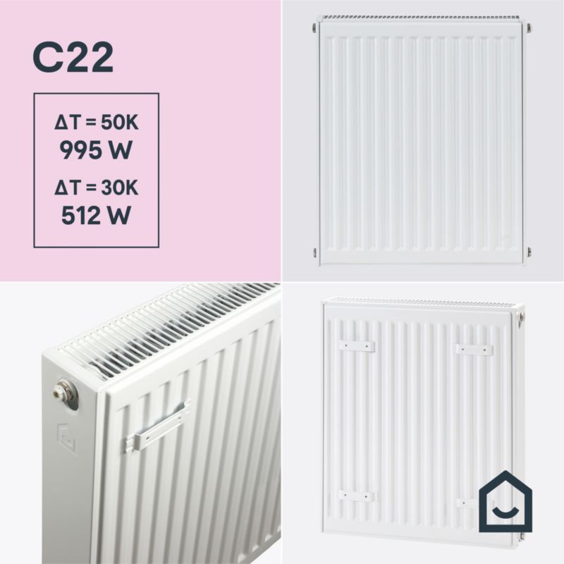 Stålradiator C22 60x60 cm Hvid