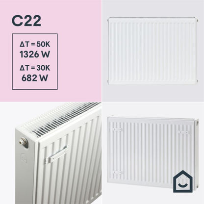 Stålradiator C22 60x80 cm Hvid