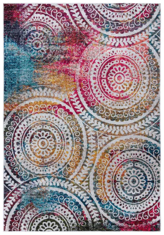 Gulvtæppe 200x300 cm Flerfarvet Geometrisk Mønster Polyester