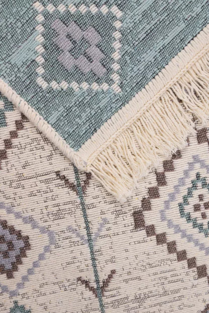 Gulvtæppe 80x150 cm Turkis med Rombe Mønster
