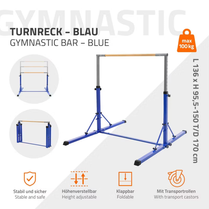 Gymnastikbarre Børn 136x170x150 cm Blå