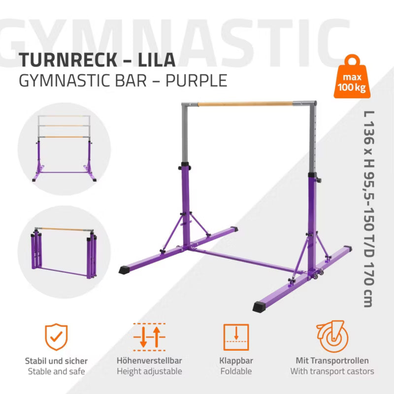 Gymnastikbarre Børn 95,5-150 cm Lilla