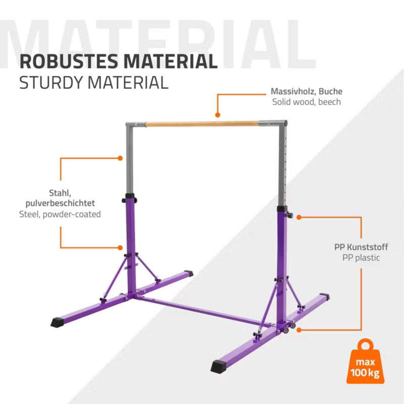 Gymnastikbarre Børn 95,5-150 cm Lilla