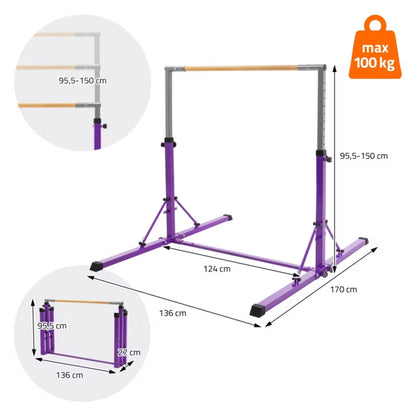 Gymnastikbarre Børn 95,5-150 cm Lilla