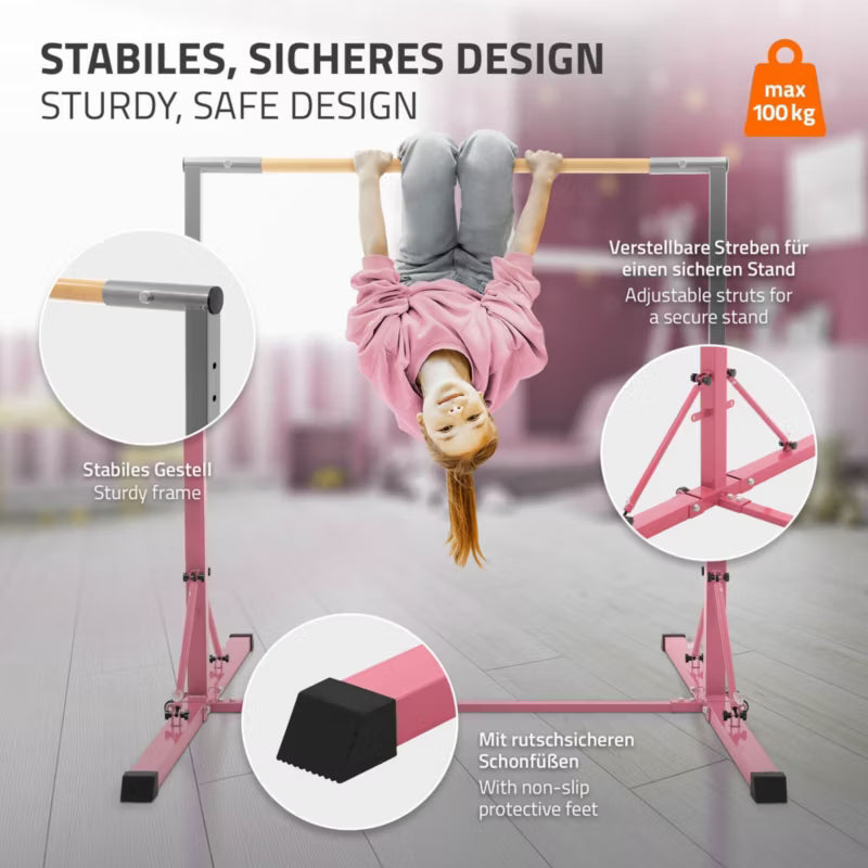 Gymnastikbarre Sammenklappelig 95,5-150 cm Træ Stål