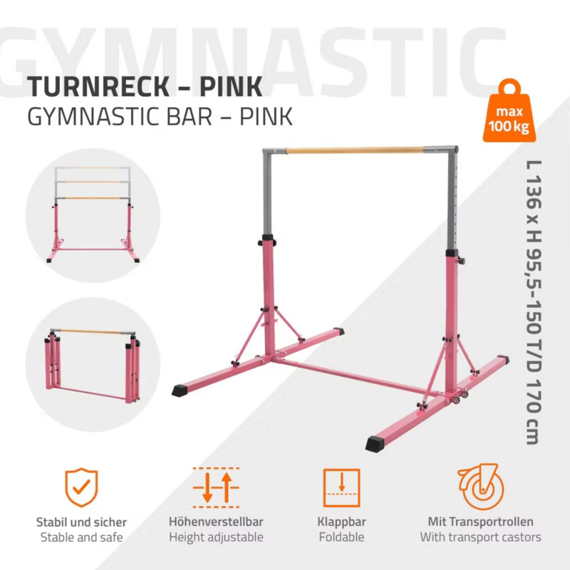 Gymnastikbarre Sammenklappelig 95,5-150 cm Træ Stål