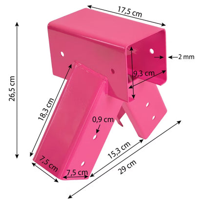 Gyngebeslag Firkantet 9x9 cm 100 Grader Lyserød