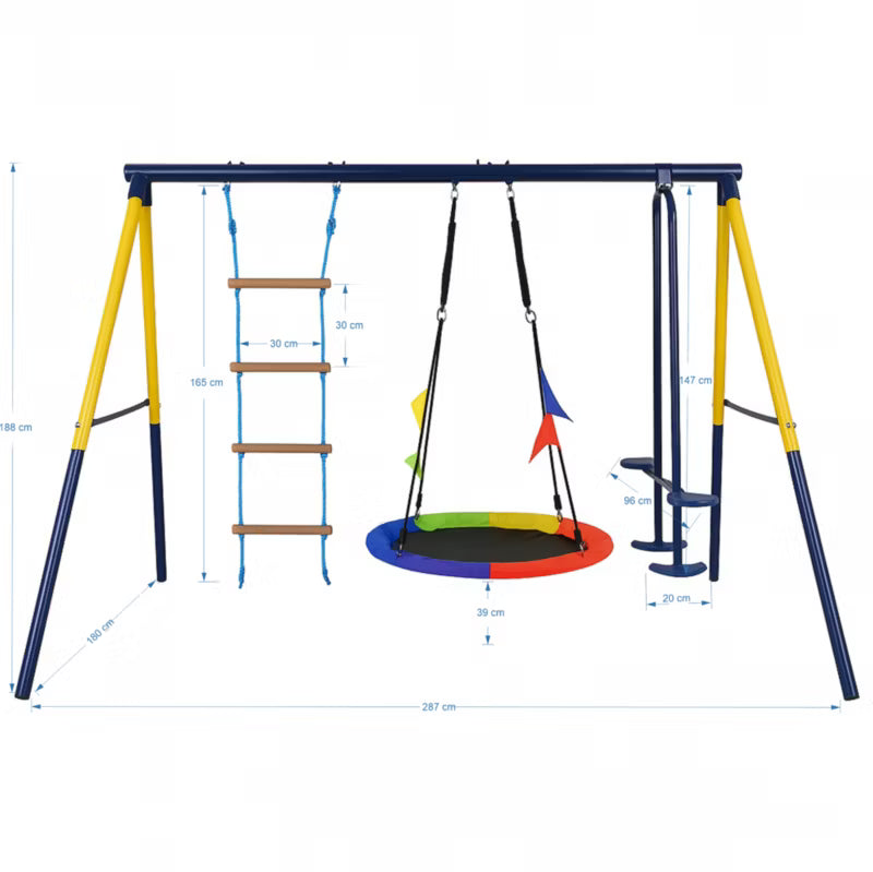 Gyngestativ med Fugleredegynge og Stige Blå