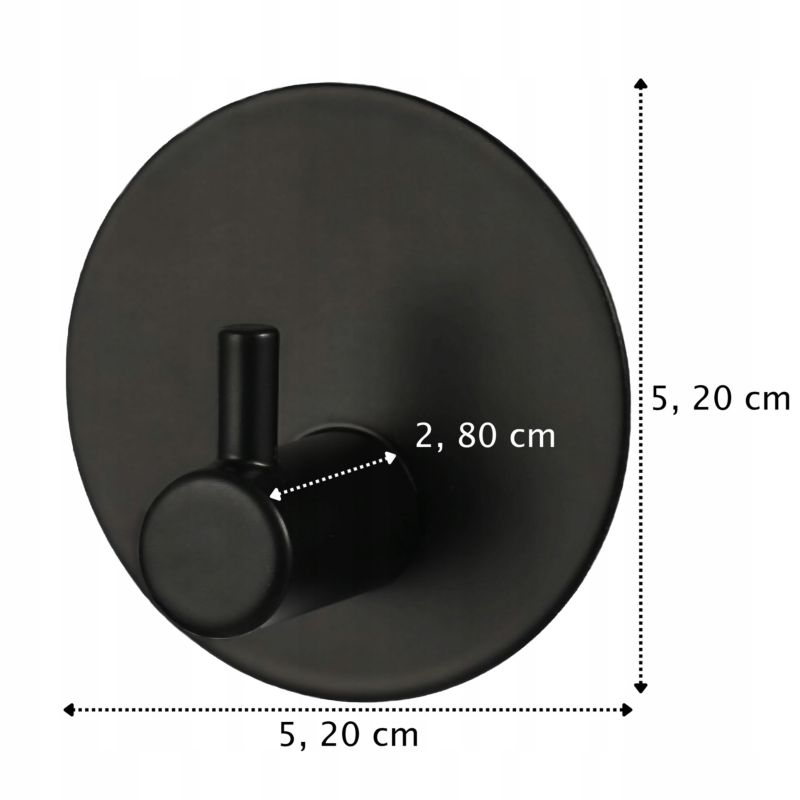 Selvklæbende Håndklædekrog Rund Sort Metal 5,2 cm 1 stk. | 5905923652648