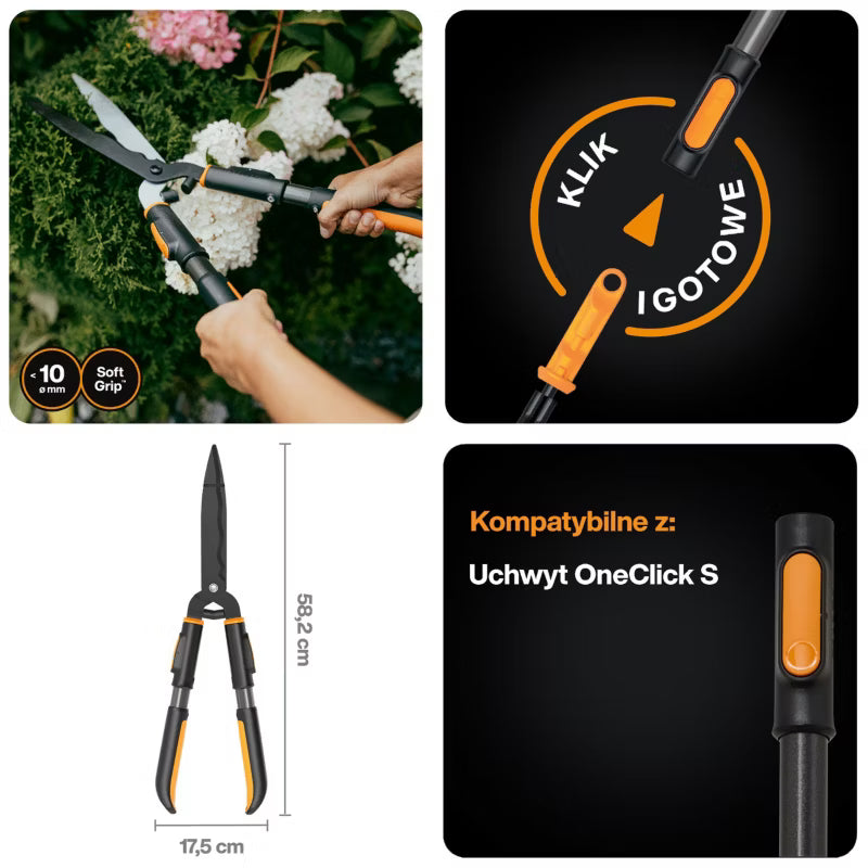 Hækkesaks OneClick 210 mm Sort