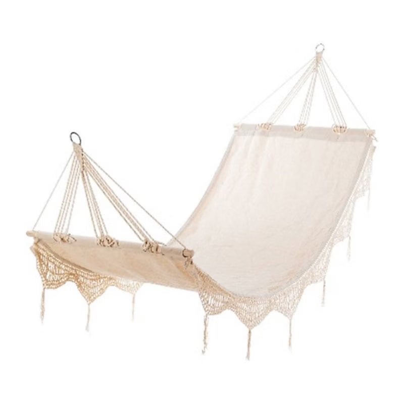 Hængekøje 200x80 cm Beige Bomuld Boho