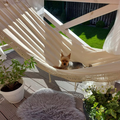 Hængekøje 200x80 cm Beige Bomuld Boho
