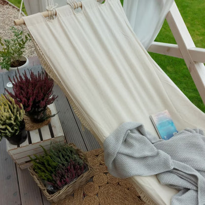 Hængekøje 200x80 cm Beige Bomuld Boho