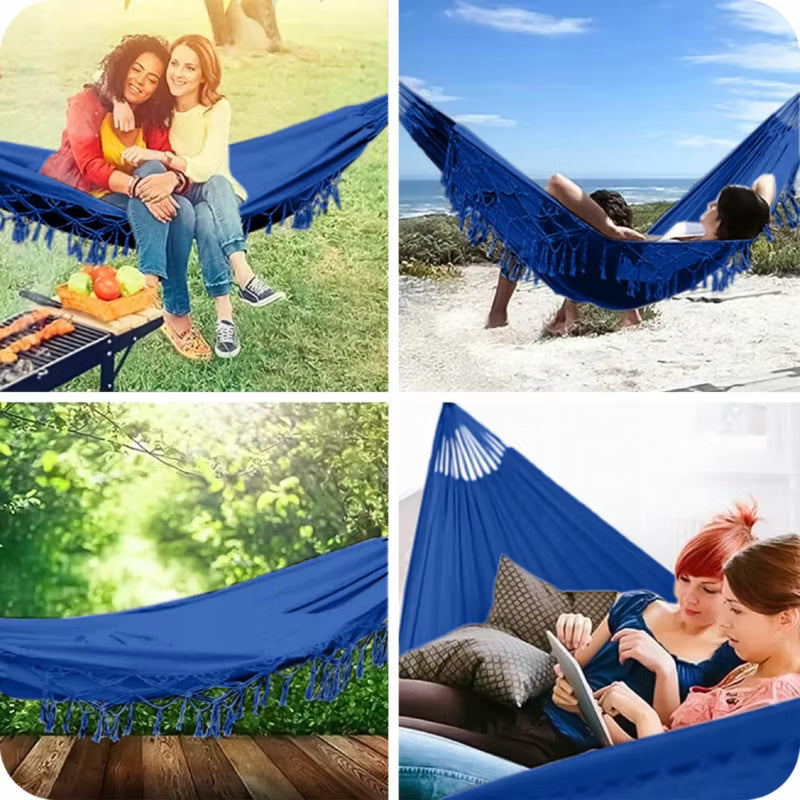 Hængekøje Boho 150x190 cm Blå