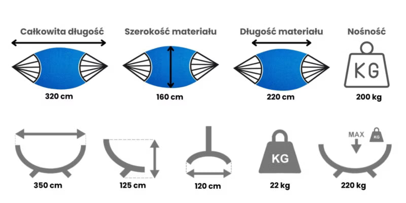 Hængekøje med Stativ 350x120 cm Grøn