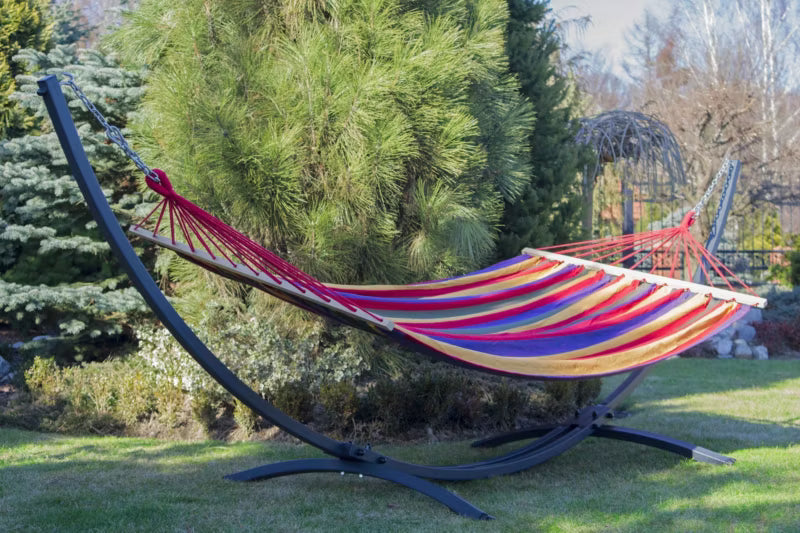 Hængekøje med Stativ Acadia 350x120 cm Flerfarvet Stål