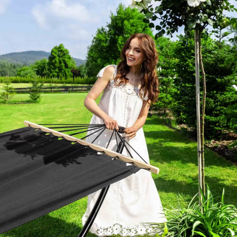 Hængekøje Rimini 280x100 cm Sort med Stativ