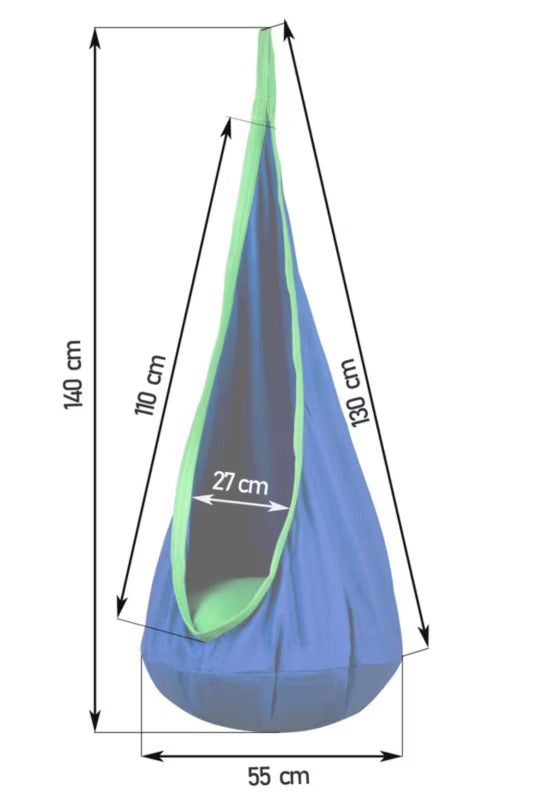 Hængekøjestol Kokon til Børn 55x140 cm Blå