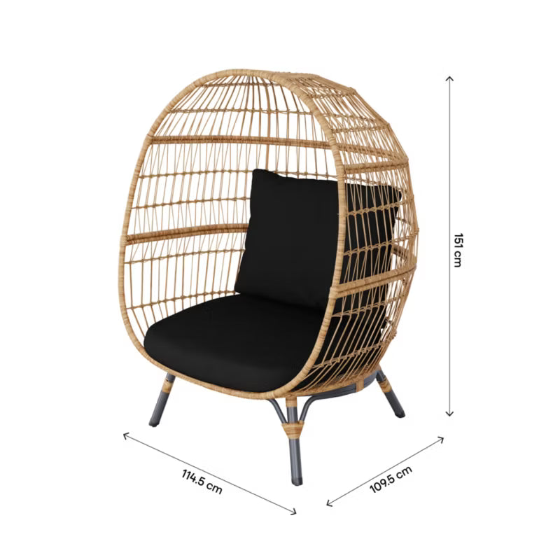 Hængestol Apolima 114,5x109,5x151 cm Sort Polyrattan