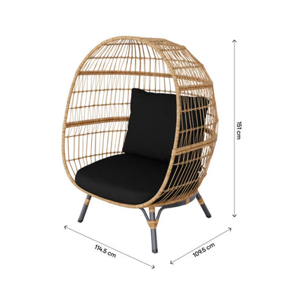 Hængestol Apolima 114,5x109,5x151 cm Sort Polyrattan