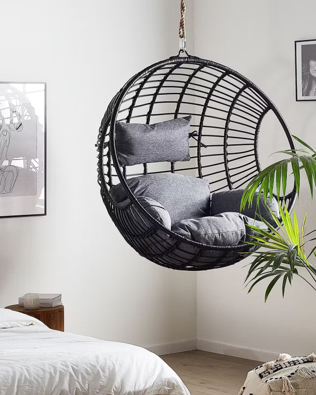 Hængestol Aspio 99x65x99 cm Sort Polyrattan
