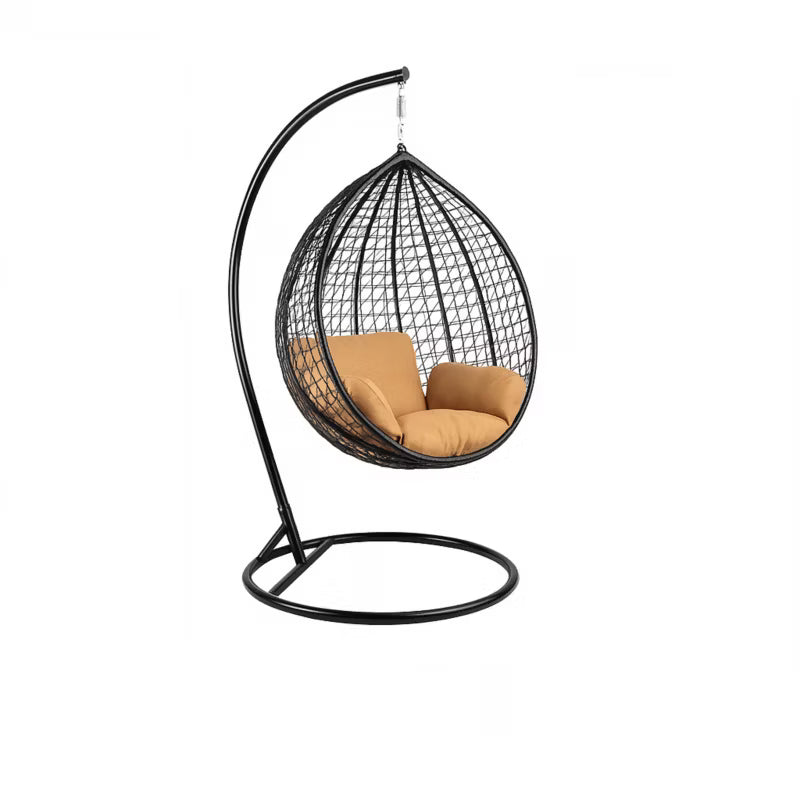 Hængestol Cobe 107x198 cm Sort med Brun Pude | 5905601121077