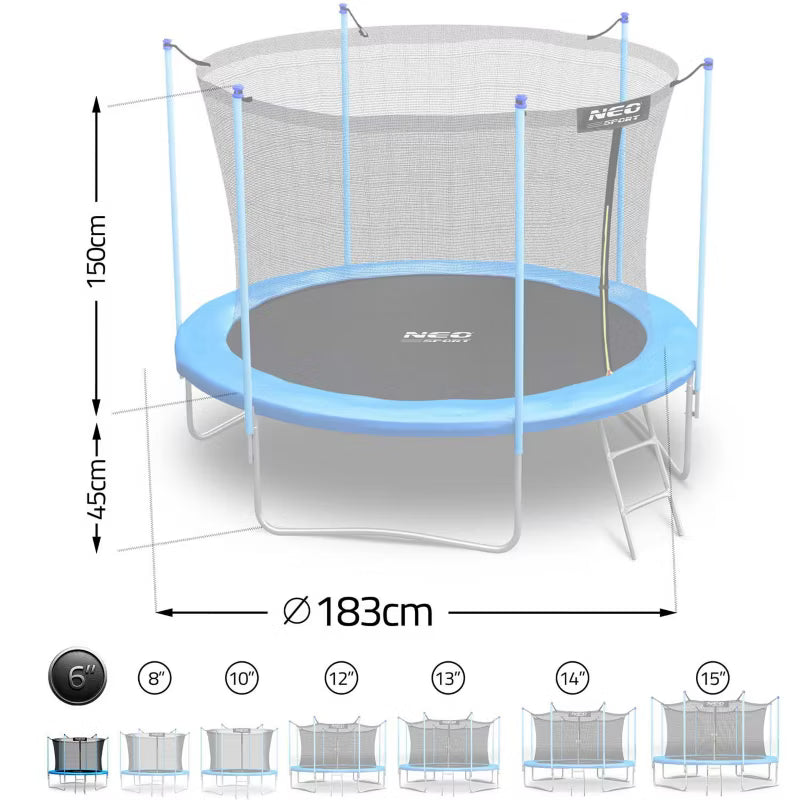 Hagetrampolin 183 cm Blå med Sikkerhedsnet og Stige