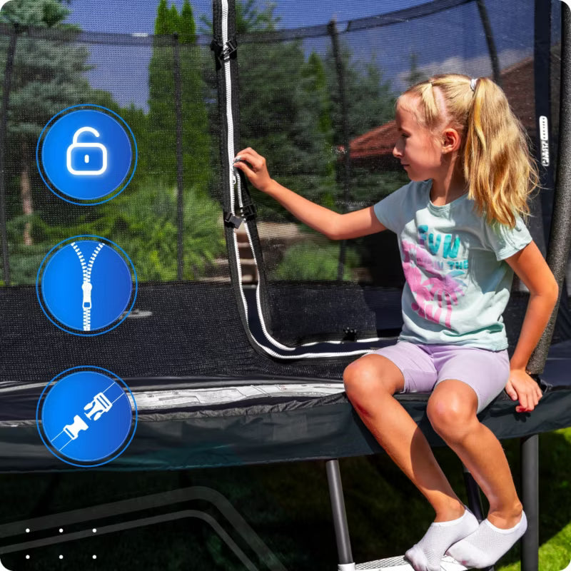 Hagetrampolin 244 cm med Indvendigt Sikkerhedsnet og Stige Sort | 5906765562164