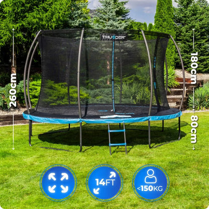 Hagetrampolin 427 cm Blå med Sikkerhedsnet og Stige