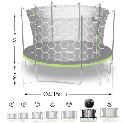 Hagetrampolin 435 cm med Indvendigt Sikkerhedsnet og Stige