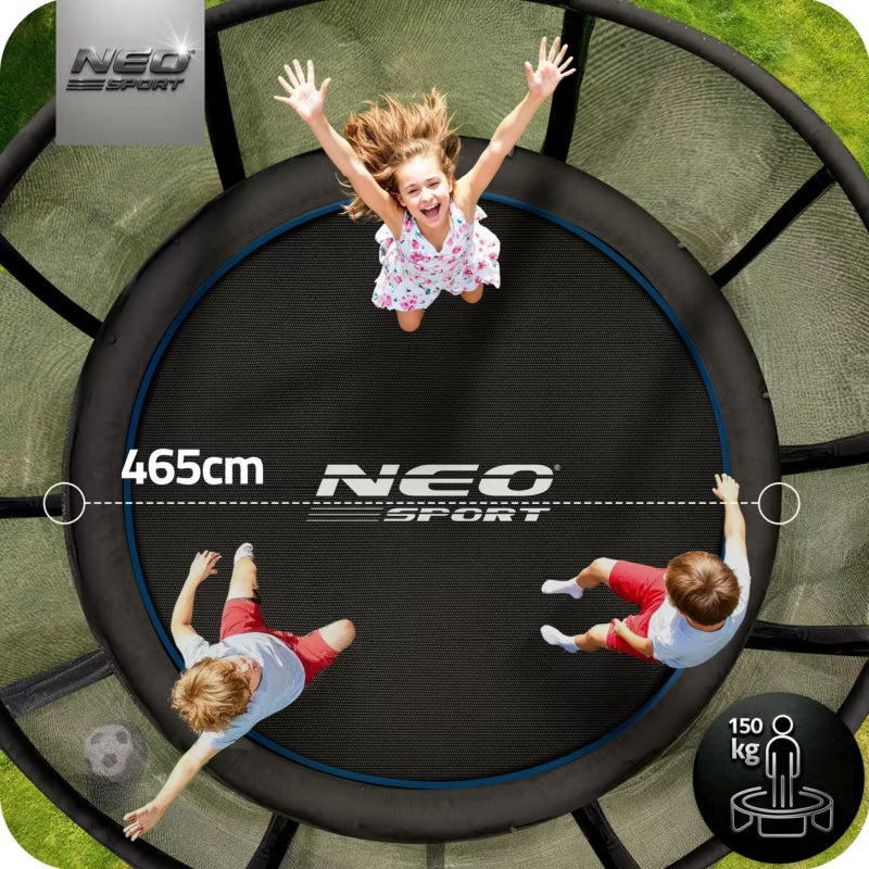 Hagetrampolin 465 cm med Udvendigt Sikkerhedsnet Blå
