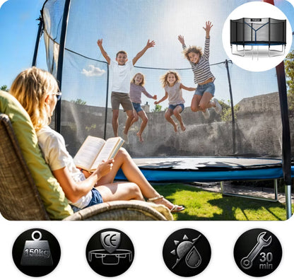 Hagetrampolin 465 cm med Udvendigt Sikkerhedsnet Blå