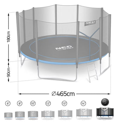 Hagetrampolin 465 cm med Udvendigt Sikkerhedsnet Blå