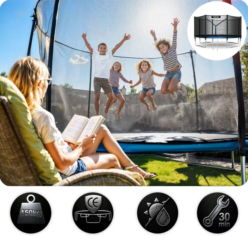 Hagetrampolin 465 cm med Udvendigt Sikkerhedsnet Blå