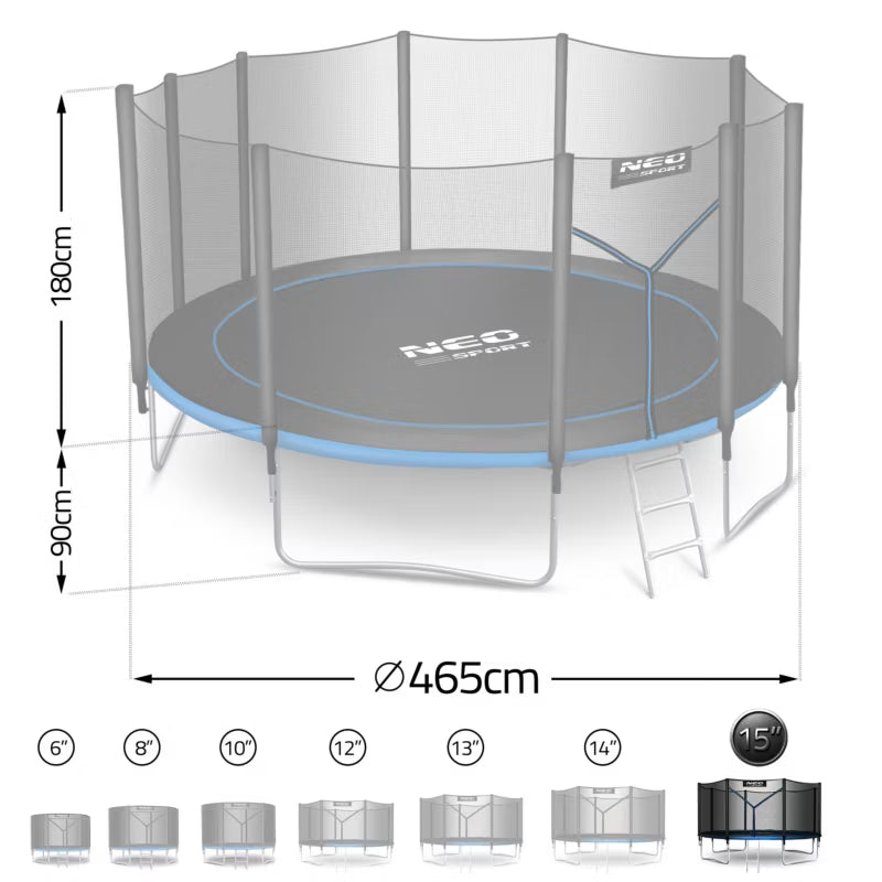 Hagetrampolin 465 cm med Udvendigt Sikkerhedsnet Blå