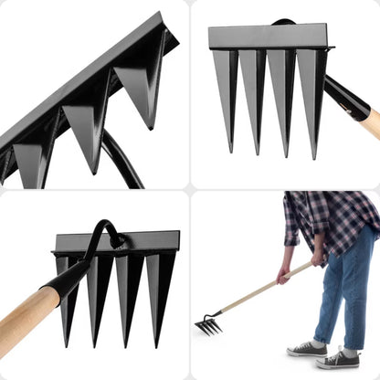 Hakkejern 4 Tænder 125 cm Sort Stål