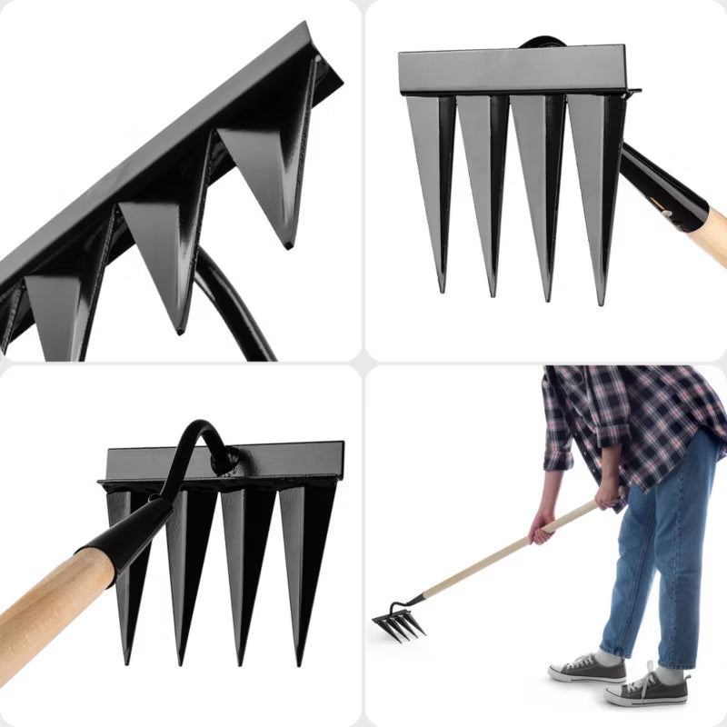 Hakkejern 4 Tænder 125 cm Sort Stål