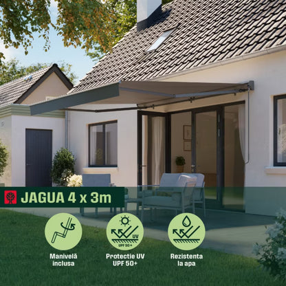 Halvkassettemarkise Jagua 4x3 m Antracitgrå