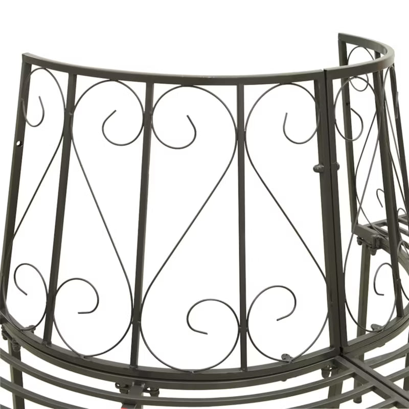Halvrund Træbænk 160x89 cm Grå Stål